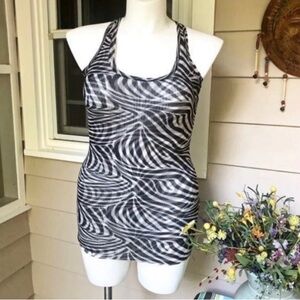 Guess Zebra Print Mesh Tank Top Medium Y2K Animal Print Statement
